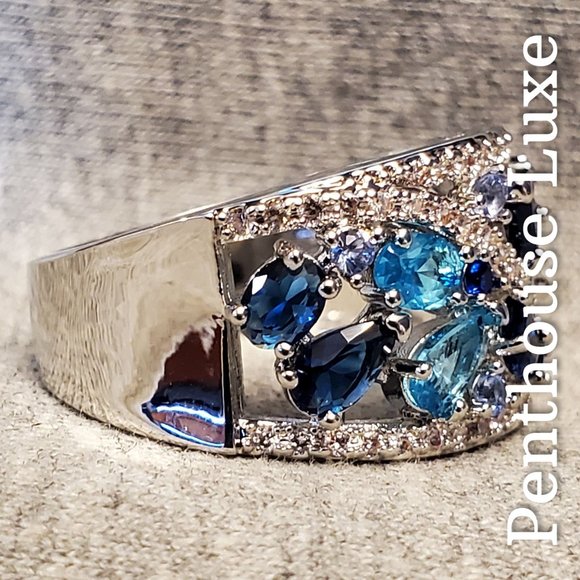Shades of Blue Silver Ring - Picture 2 of 6